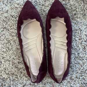 Burgundy Flats! Suede! Beautiful! Only Wore Once!